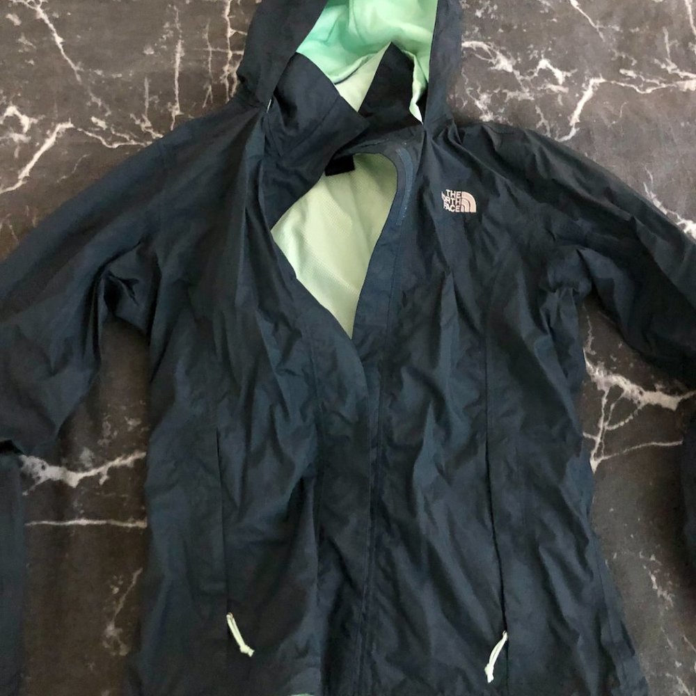The North Face Navy Fitted Rain Jacket with Hood